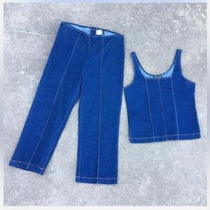 Vintage Blue Denim Two-Piece Set